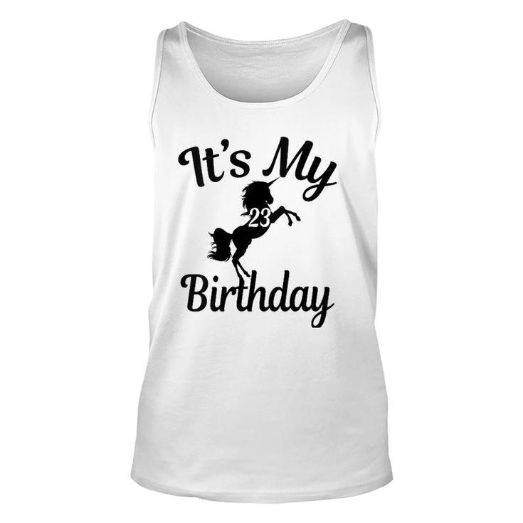 Womens Its My 23Rd Birthday Unicorns 23 Years Old B-Day Gifts V-Neck Unisex Tank Top