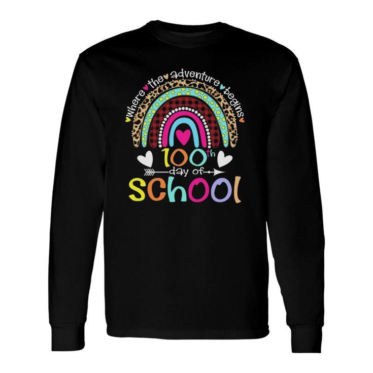 100Th Day Of School Teacher Student 100 Days Smarter Rainbow Long Sleeve T-Shirt