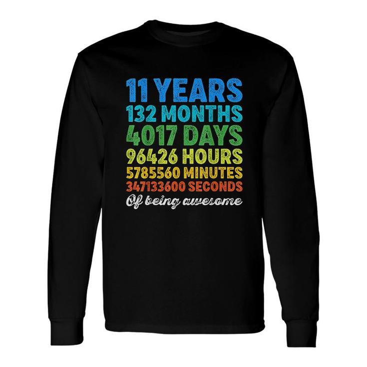 11 Years Old 11Th Birthday Vintage Retro Countdown Long Sleeve T-Shirt