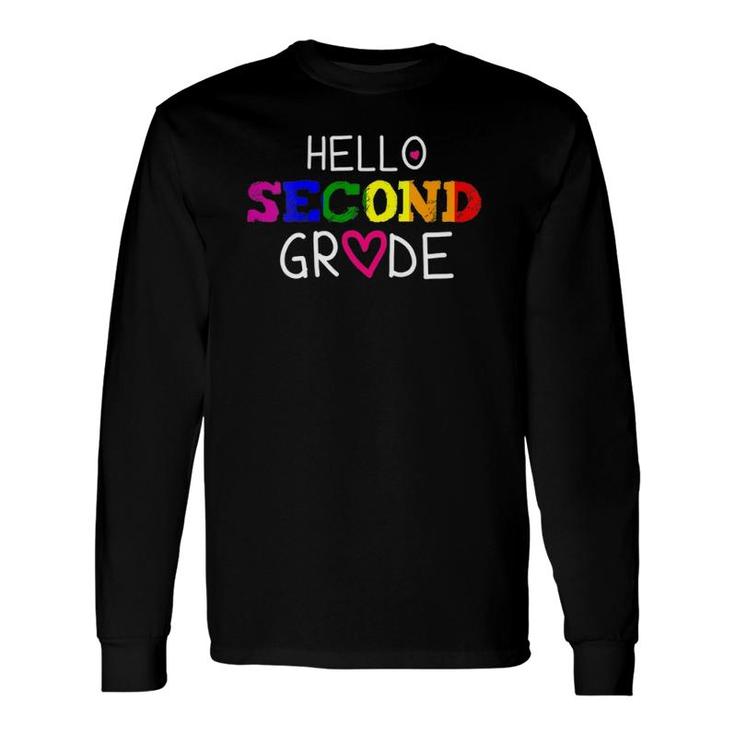 2Nd Grade Hello Second Grade Back To School Teacher Student Long Sleeve T-Shirt