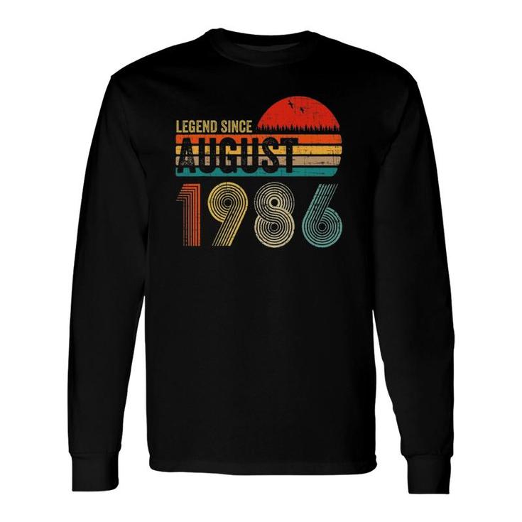 35 Years Old Retro Birthday Legend Since August 1986 Ver2 Long Sleeve T-Shirt