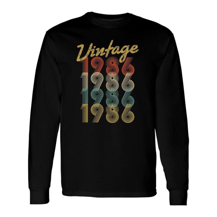 35Th Birthday Vintage 1986 Retro Pop Style 35 Years Old Long Sleeve T-Shirt