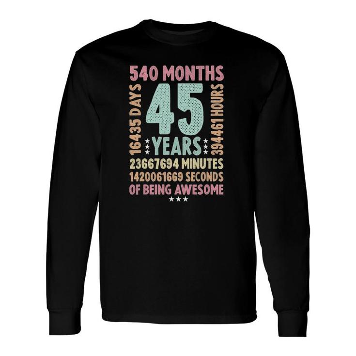 45Th Birthday 45 Years Old Vintage Retro 45 Yr Old Long Sleeve T-Shirt
