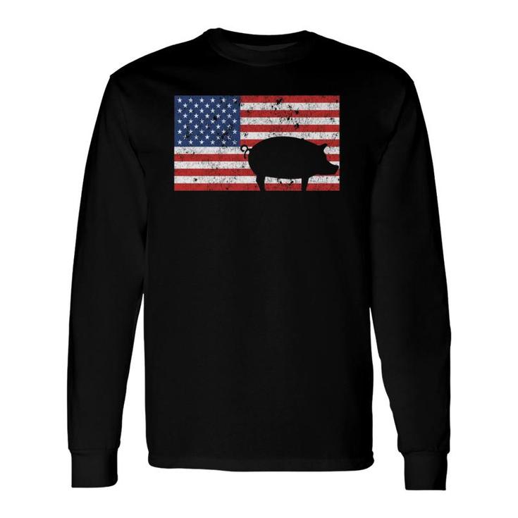 4Th Of July Usa Patriotic Pig Farm Farming Farmer Long Sleeve T-Shirt