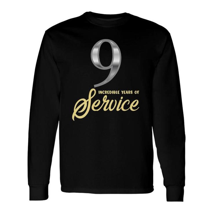 9 Years Of Service 9Th Employee Anniversary Appreciation V-Neck Long Sleeve T-Shirt