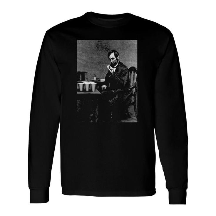 Abe Lincoln Invents Beer Pong Old Vintage Photograph Long Sleeve T-Shirt T-Shirt