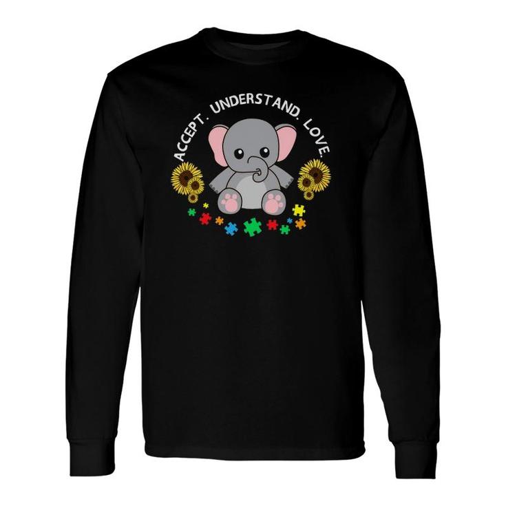 Accept Understand Love Elephant Cool Autism Awareness Long Sleeve T-Shirt T-Shirt