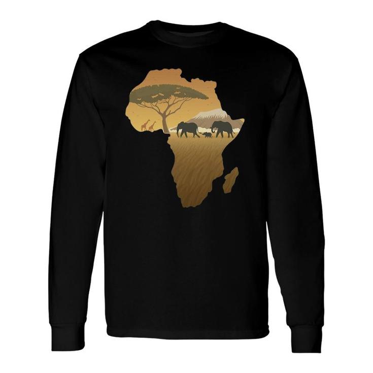 Africa Elephant Map Dad South Animal Big Five Safari Long Sleeve T-Shirt