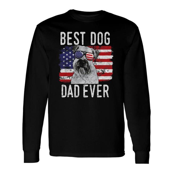 American Flag Best Dog Dad Ever Soft Coated Wheaten Terrier Long Sleeve T-Shirt
