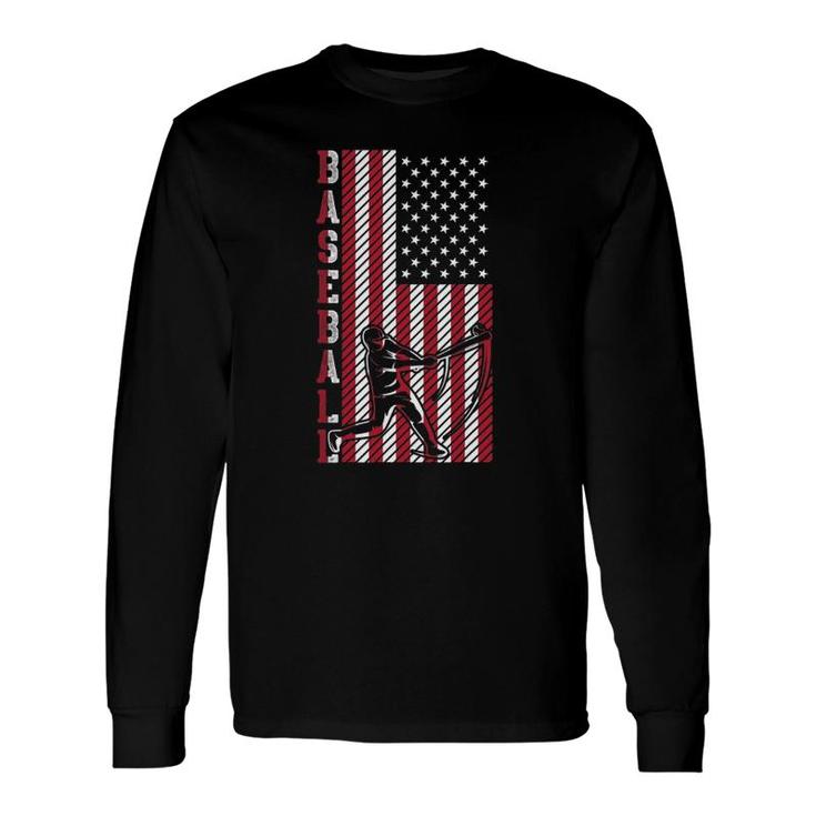 American Sport Batter Usa Flag Baseball Player Baseball Long Sleeve T-Shirt