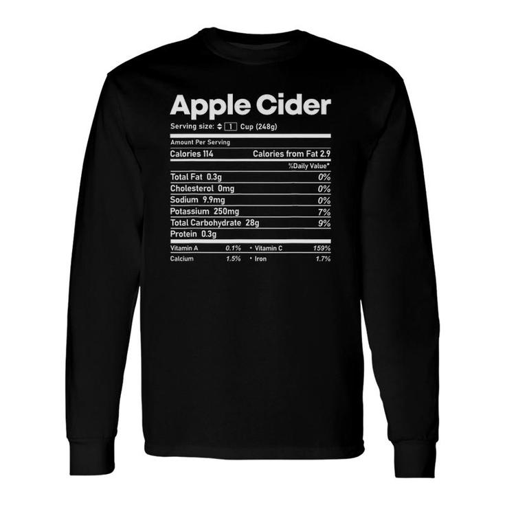 Apple Cider Nutrition Facts Thanksgiving Christmas Matching Long Sleeve T-Shirt