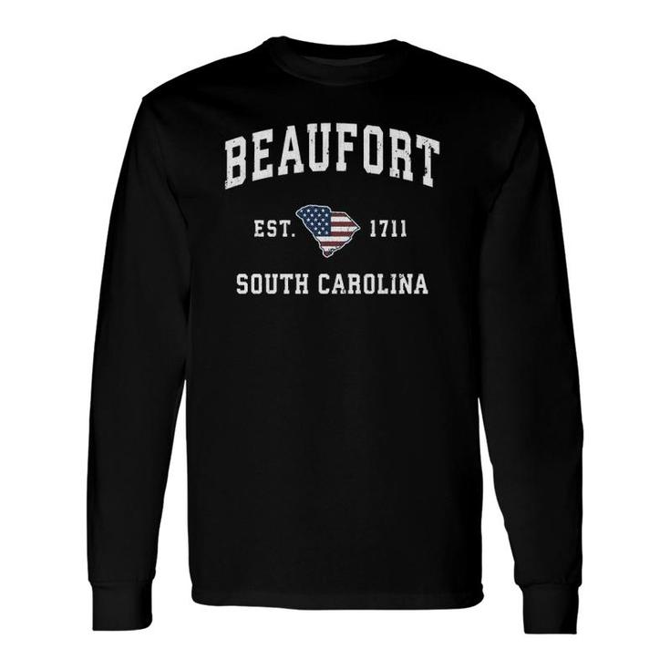 Beaufort South Carolina Sc Vintage American Flag Long Sleeve T-Shirt T-Shirt
