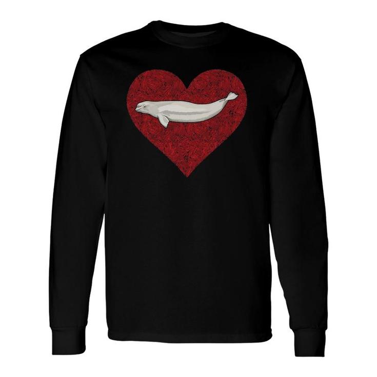 Beluga Whale Valentines Day Love Fingerprint Long Sleeve T-Shirt T-Shirt