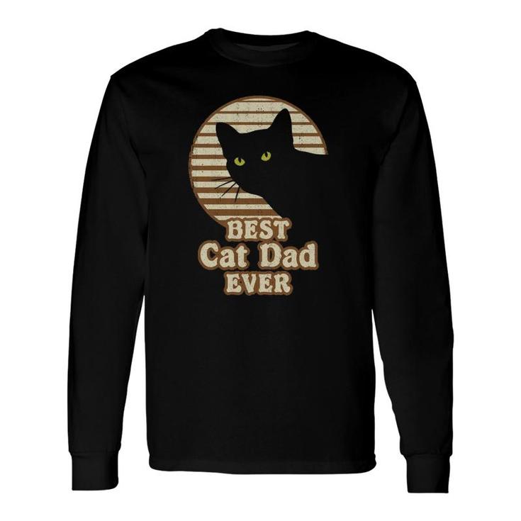 Best Cat Dad Ever Vintage 80S Eighties Style Cat Dad Long Sleeve T-Shirt