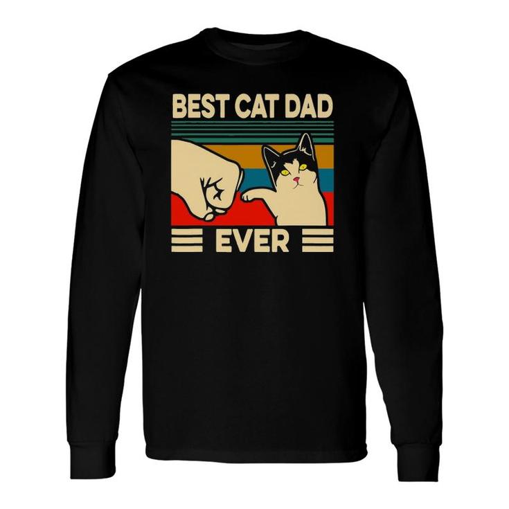 Best Cat Dad Ever Vintage Men Bump Fit Fathers Day Long Sleeve T-Shirt