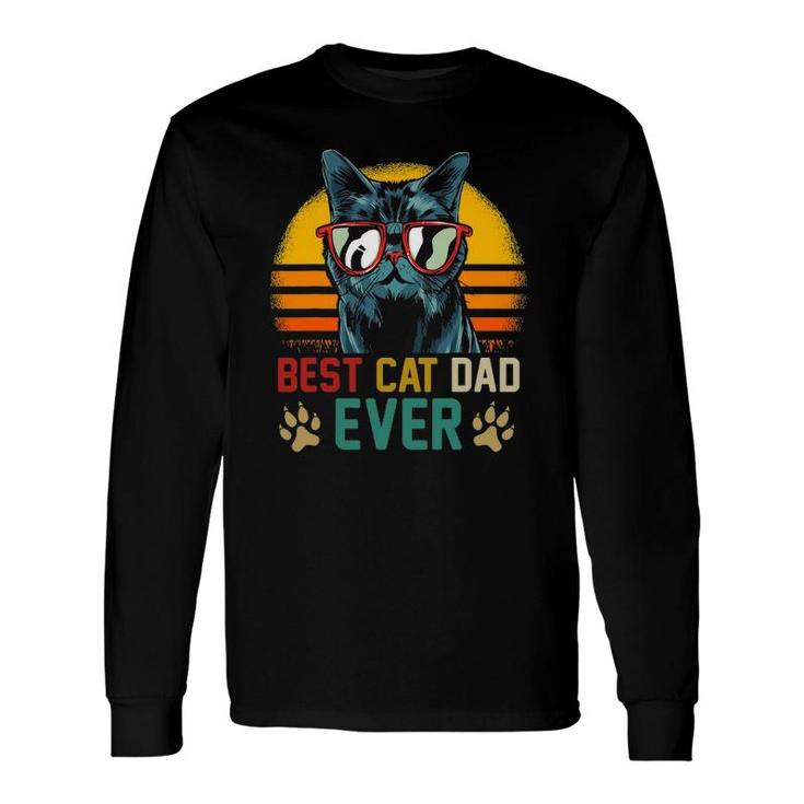 Best Cat Dad Ever Vintage Cat Daddy Fathers Day Long Sleeve T-Shirt