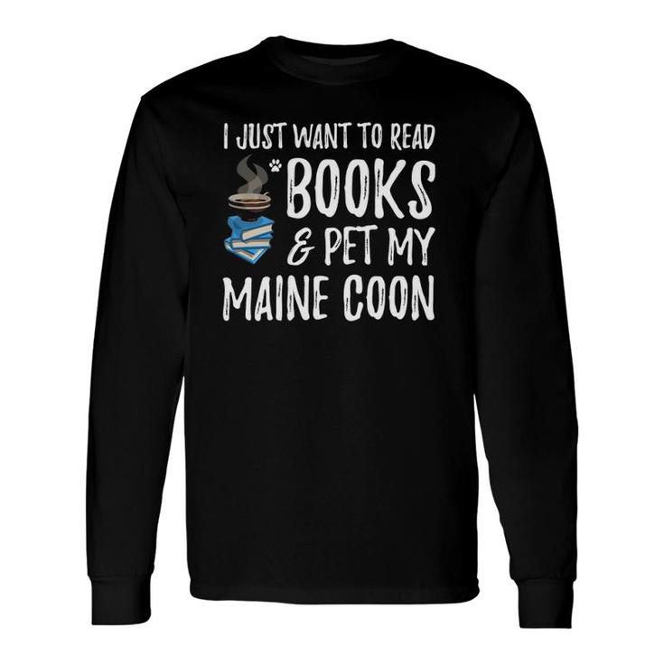 Books And Maine Coon Cat Mom Or Cat Dad Long Sleeve T-Shirt T-Shirt