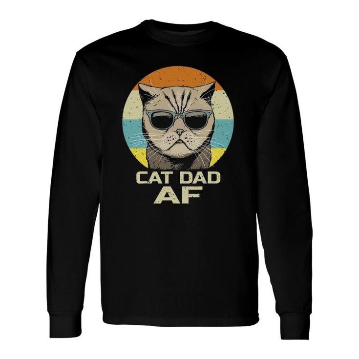 Cat Dad Af Vintage Retro Fathers Day Long Sleeve T-Shirt