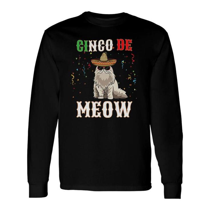 Cinco De Mayo Cat Mexican Jefe Cinco De Meow Long Sleeve T-Shirt