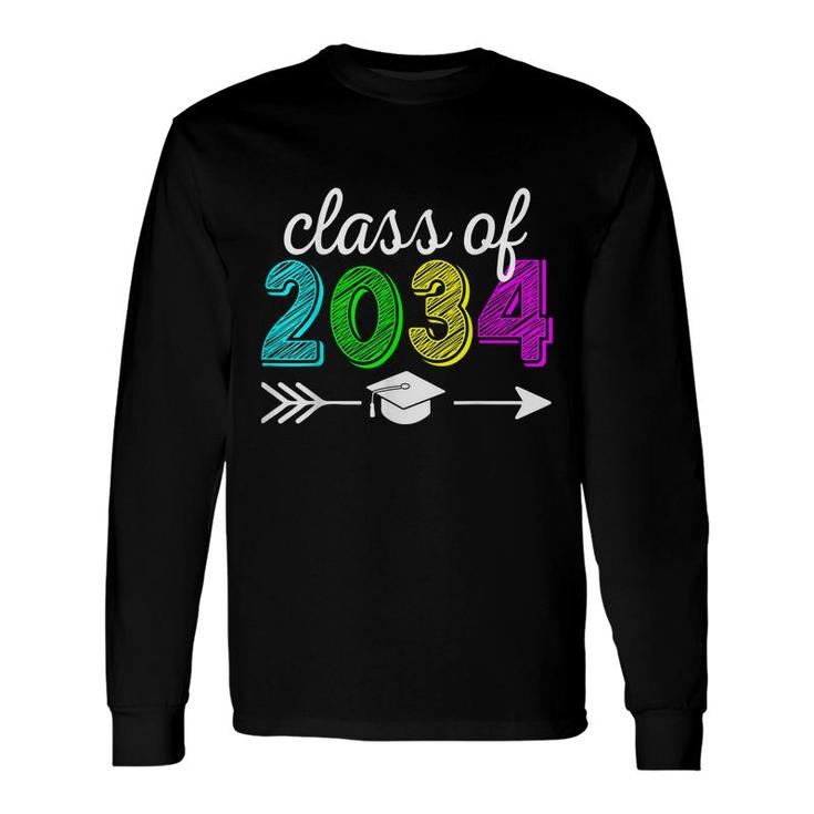Class Of 2034 Grow With Me Hello Kindergarten Back To School Long Sleeve T-Shirt