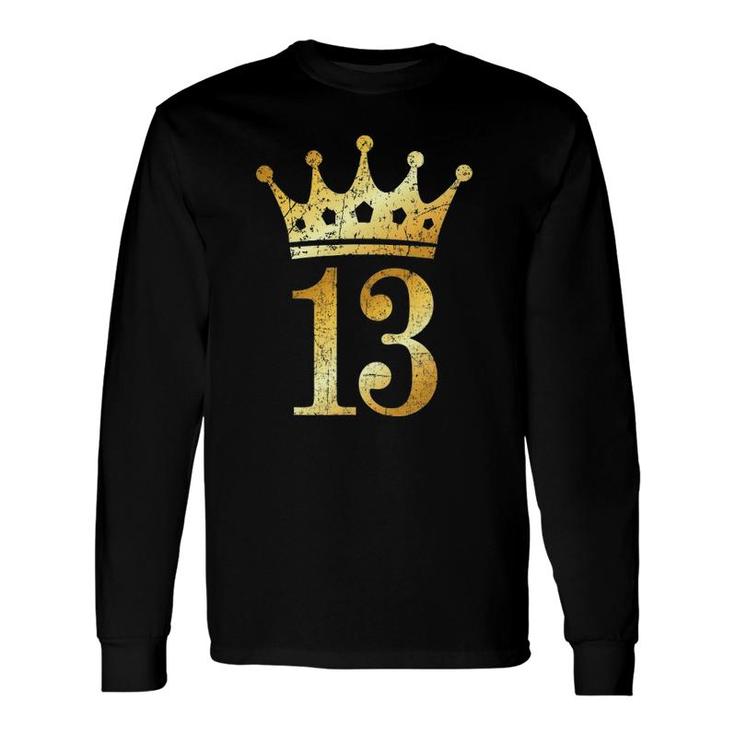 Crown Number 13 Vintage Golden Yellow 13Th Birthday Long Sleeve T-Shirt
