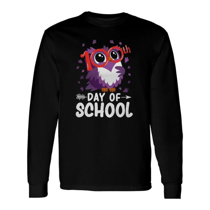 Cute Owl 100Th Day Of School Teacher Student Long Sleeve T-Shirt