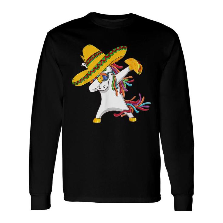 Dabbing Unicorn 5 Cinco De Mayo 2022 Kid Girl Women Mexican Long Sleeve T-Shirt