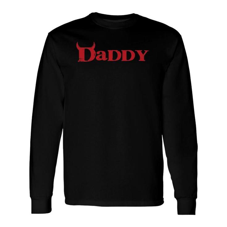 Daddy Devil Horn Lazy Halloween Costume Gothic Papa Long Sleeve T-Shirt T-Shirt