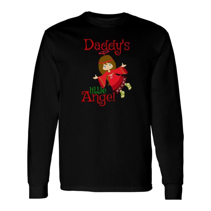 Daddys Little Angel Brown Hair Girls Xmas Cute Long Sleeve T-Shirt