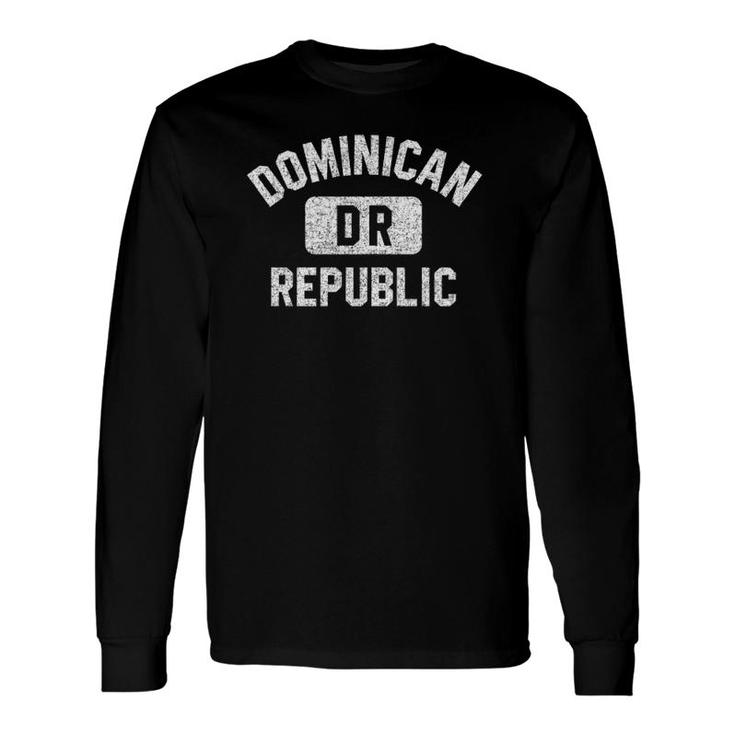 Dominican Republic Dr Style Distressed White Print Long Sleeve T-Shirt