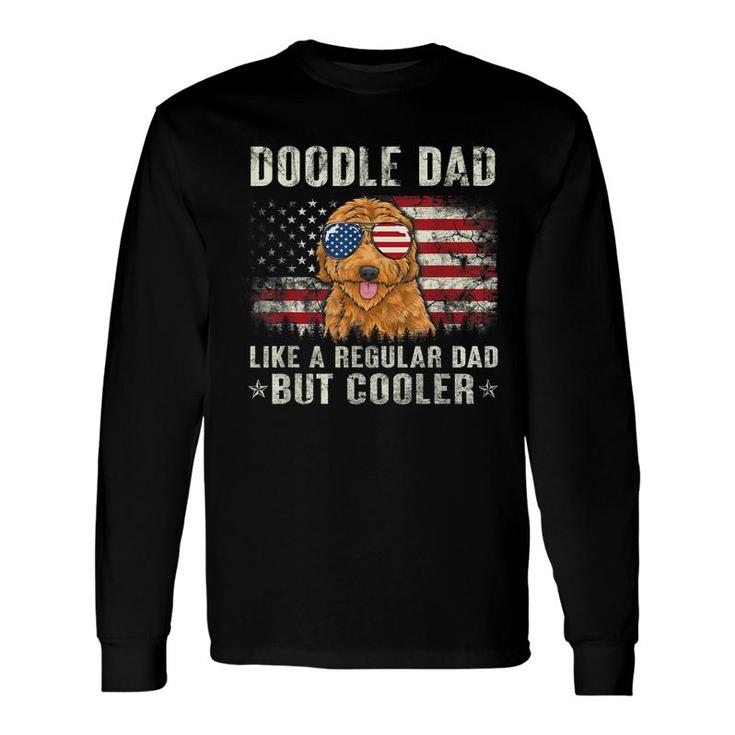 Doodle Dad Goldendoodle American Flag Fathers Day July 4Th Long Sleeve T-Shirt