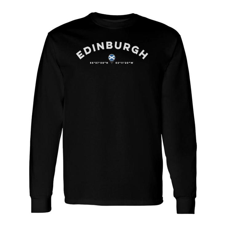 Edinburgh Scotland Uk Coordinates Long Sleeve T-Shirt