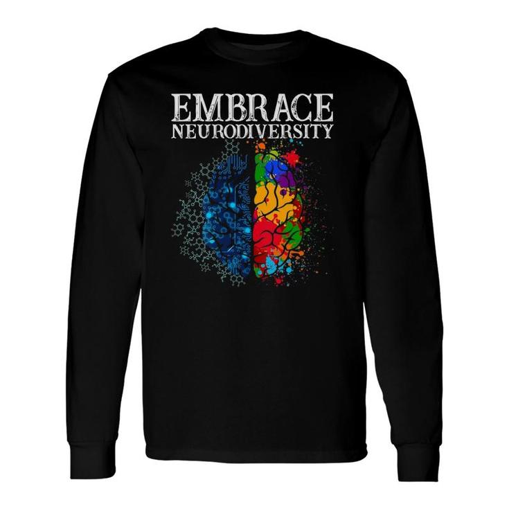 Embrace Neurodiversity Adhd Brain Autism Awareness V-Neck Long Sleeve T-Shirt T-Shirt
