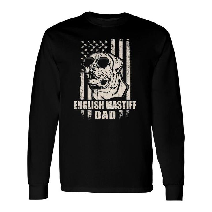 English Mastiff Dad Cool Vintage Retro American Flag Long Sleeve T-Shirt T-Shirt