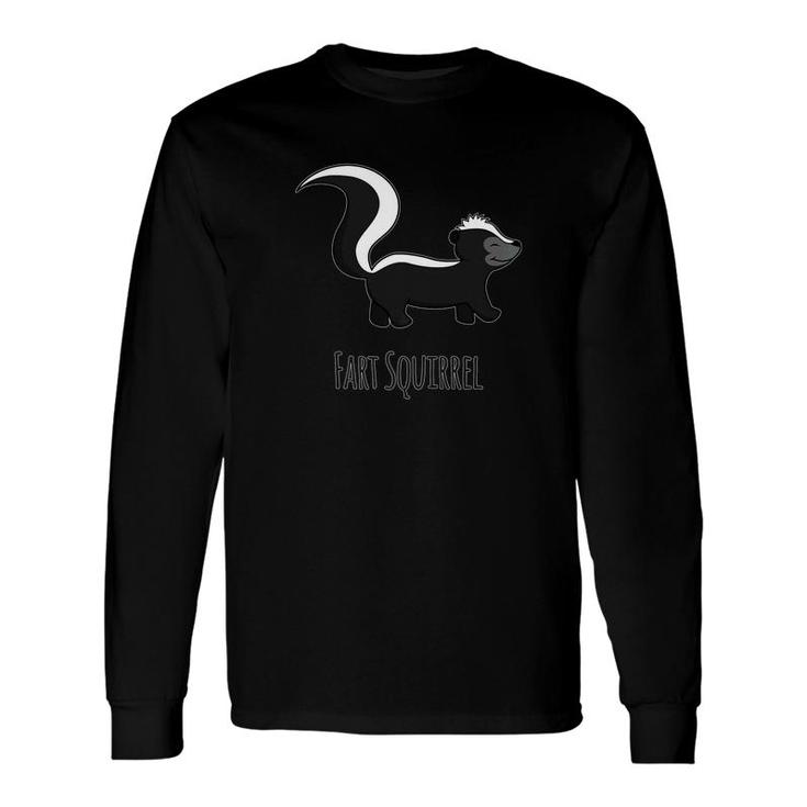 Fart Squirrel Skunk Illustration Long Sleeve T-Shirt