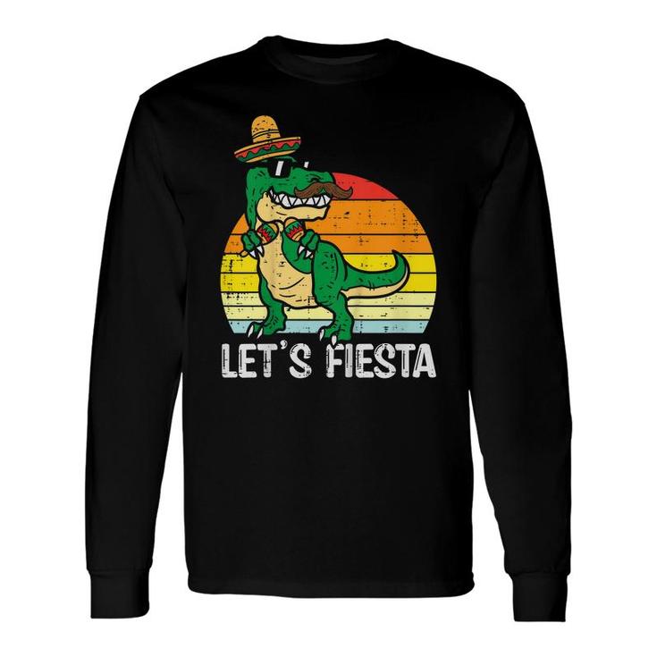 Lets Fiesta Mexican Dino Trex Cinco De Mayo Toddler Boys Long Sleeve T-Shirt