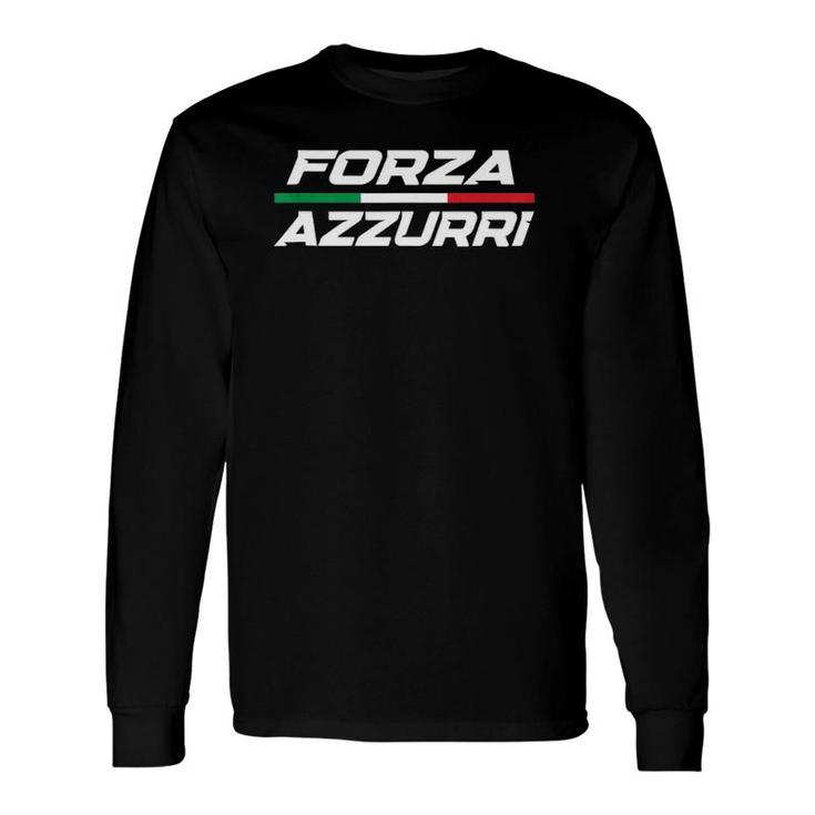 Forza Azzurri Italy Soccer Italia Flag Italian Football Long Sleeve T-Shirt