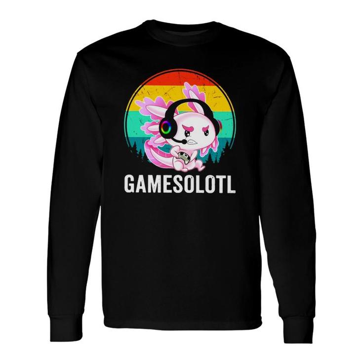 Gamesolotl Kawaii Adorable Retro Axolotl Video Game Lover Long Sleeve T-Shirt