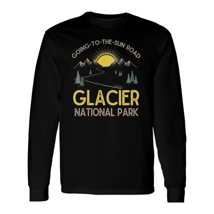 Going To The Sun Road Glacier National Park Retro Montana V-Neck Long Sleeve T-Shirt T-Shirt
