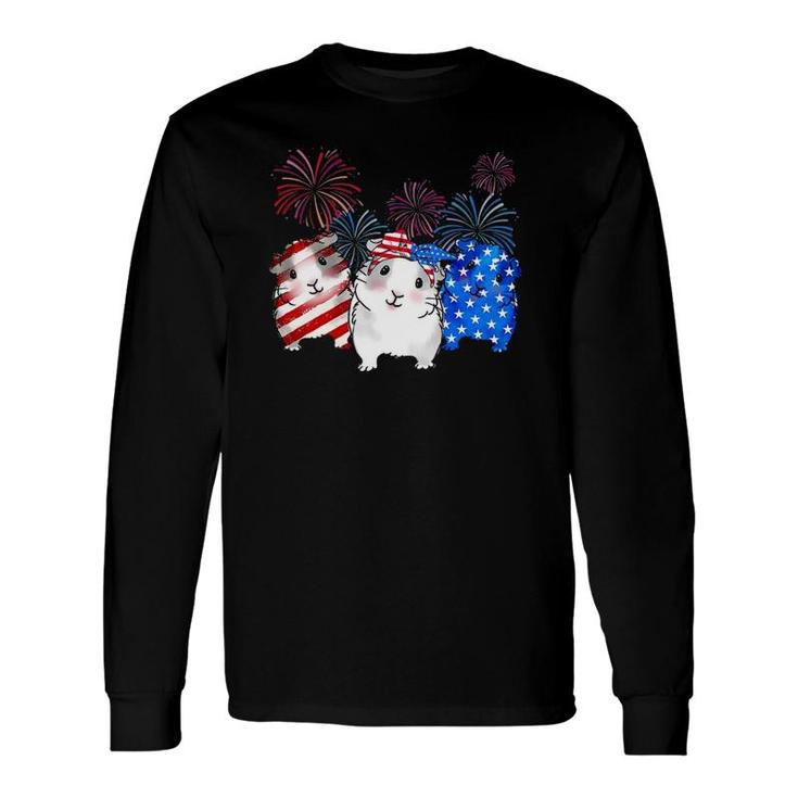 Guinea Pig American Flag 4Th Of July Firework Patriotic Usa Long Sleeve T-Shirt