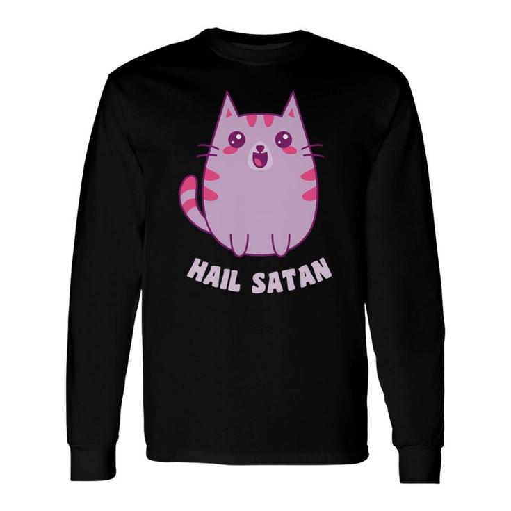 Hail Satanic Kawaii Cat Long Sleeve T-Shirt
