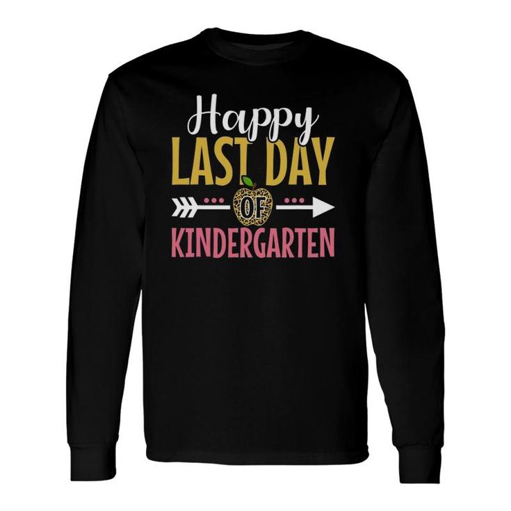 Happy Last Day Of Kindergarten Leopard Teacher Or Student Long Sleeve T-Shirt