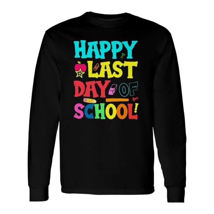Happy Last Day Of School Learning Tools Apple Star Student Teacher Long Sleeve T-Shirt