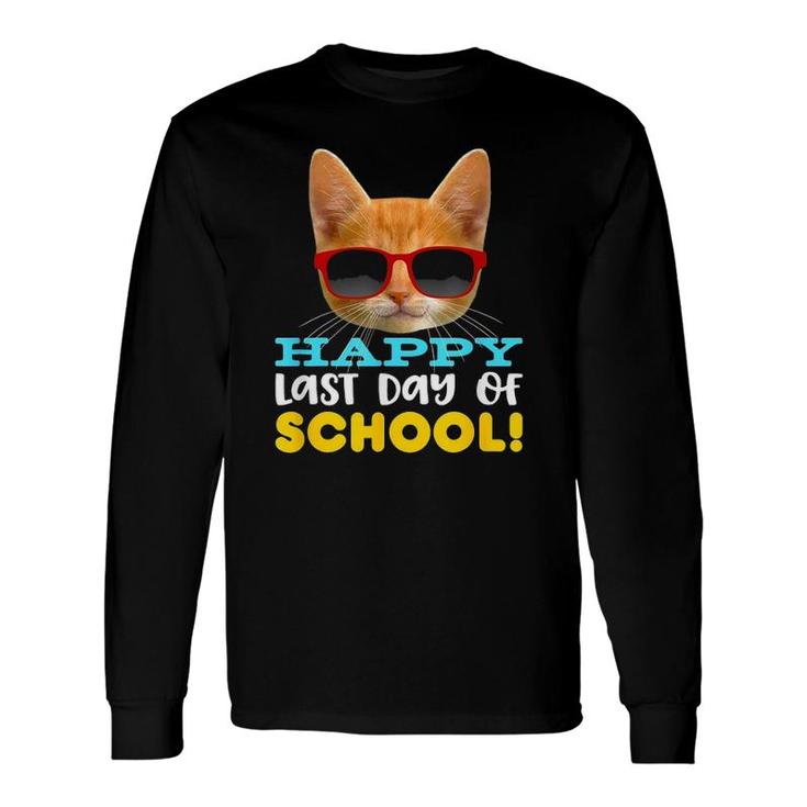Happy Last Day Of School Smiling Orange Cat Long Sleeve T-Shirt