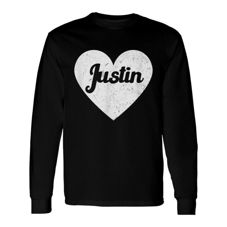 I Heart Justin First Names And Hearts I Love Justin Long Sleeve T-Shirt