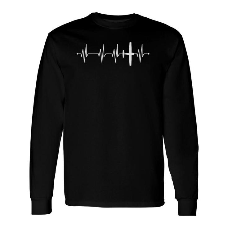 Heartbeat Heart Frequency Ekg Pilot Airplane Flying Long Sleeve T-Shirt T-Shirt