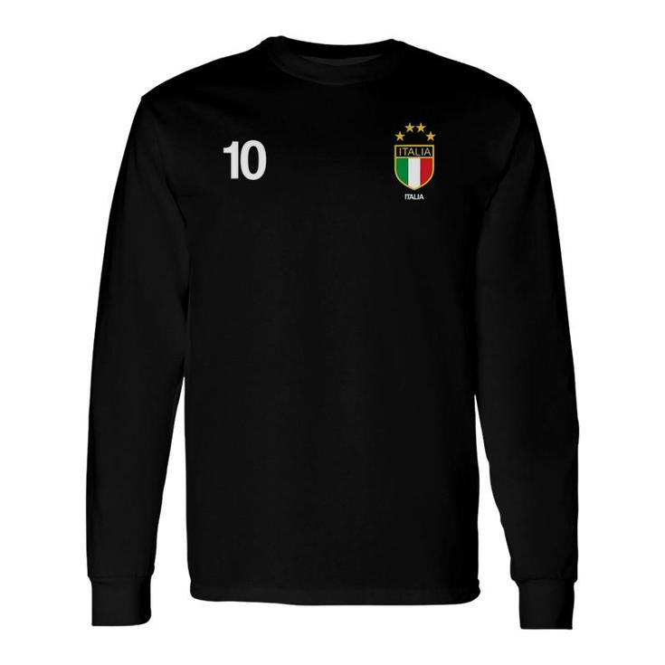 Italia Number 10 Soccer Flag Football Ten Jersey Italian Long Sleeve T-Shirt