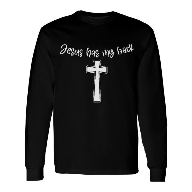 Jesus Has My Back Print New Letters Long Sleeve T-Shirt