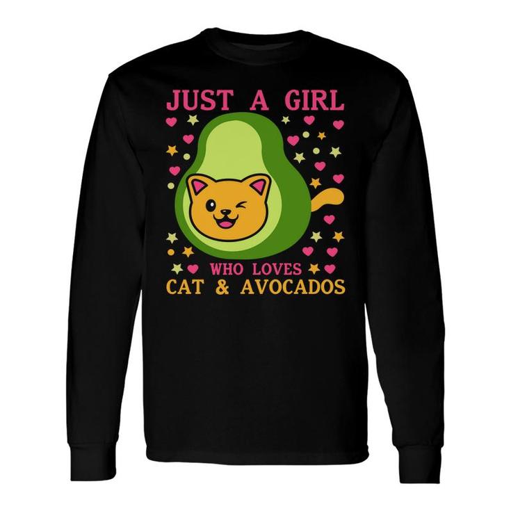 Just A Girl Who Lovers Cat And Avocados Avocado Long Sleeve T-Shirt