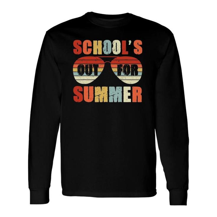 Last Day Of Schools Out For Summer Teacher Retro Vintage Long Sleeve T-Shirt